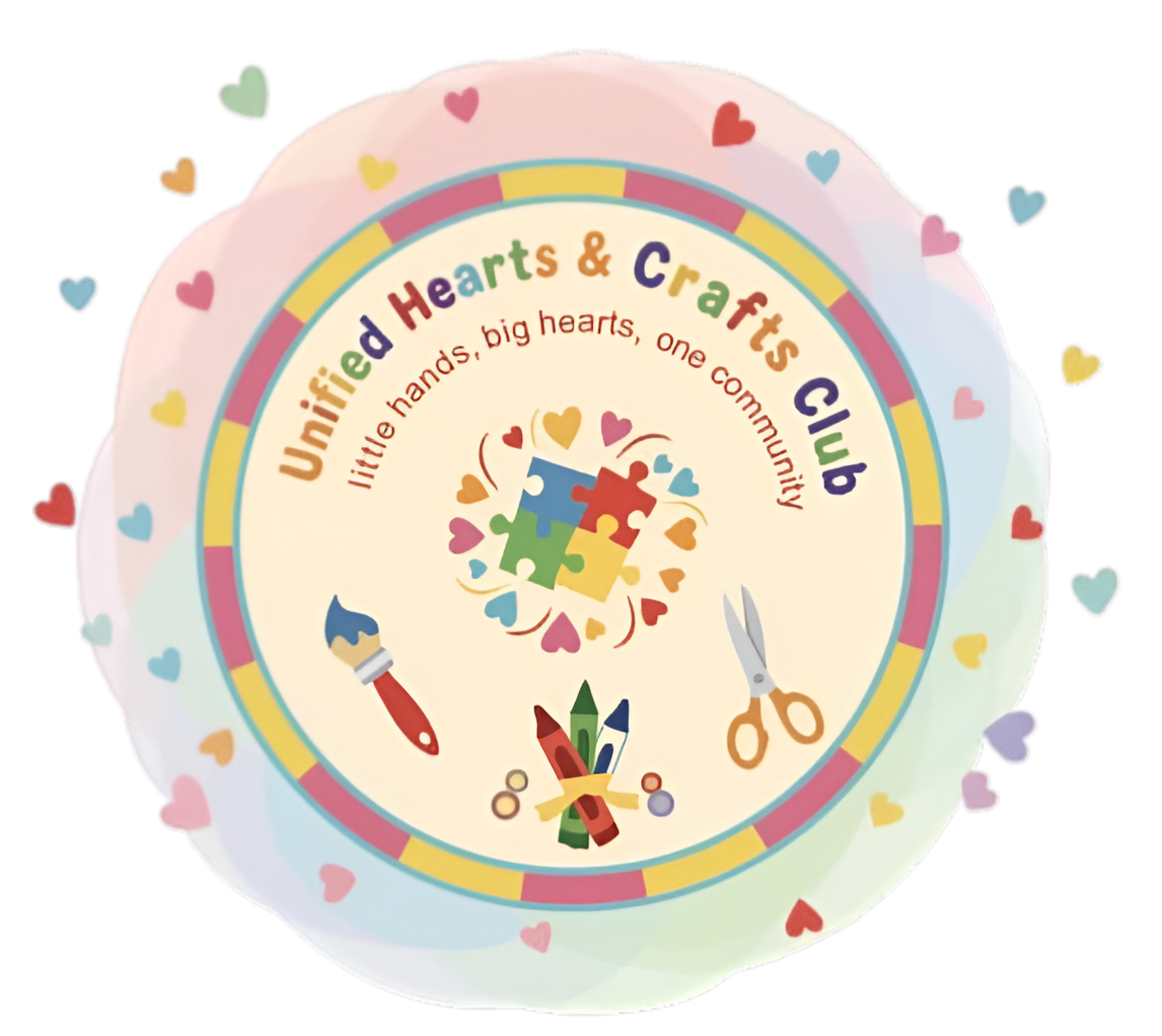 Colorful Unified Hearts and Crafts Club logo